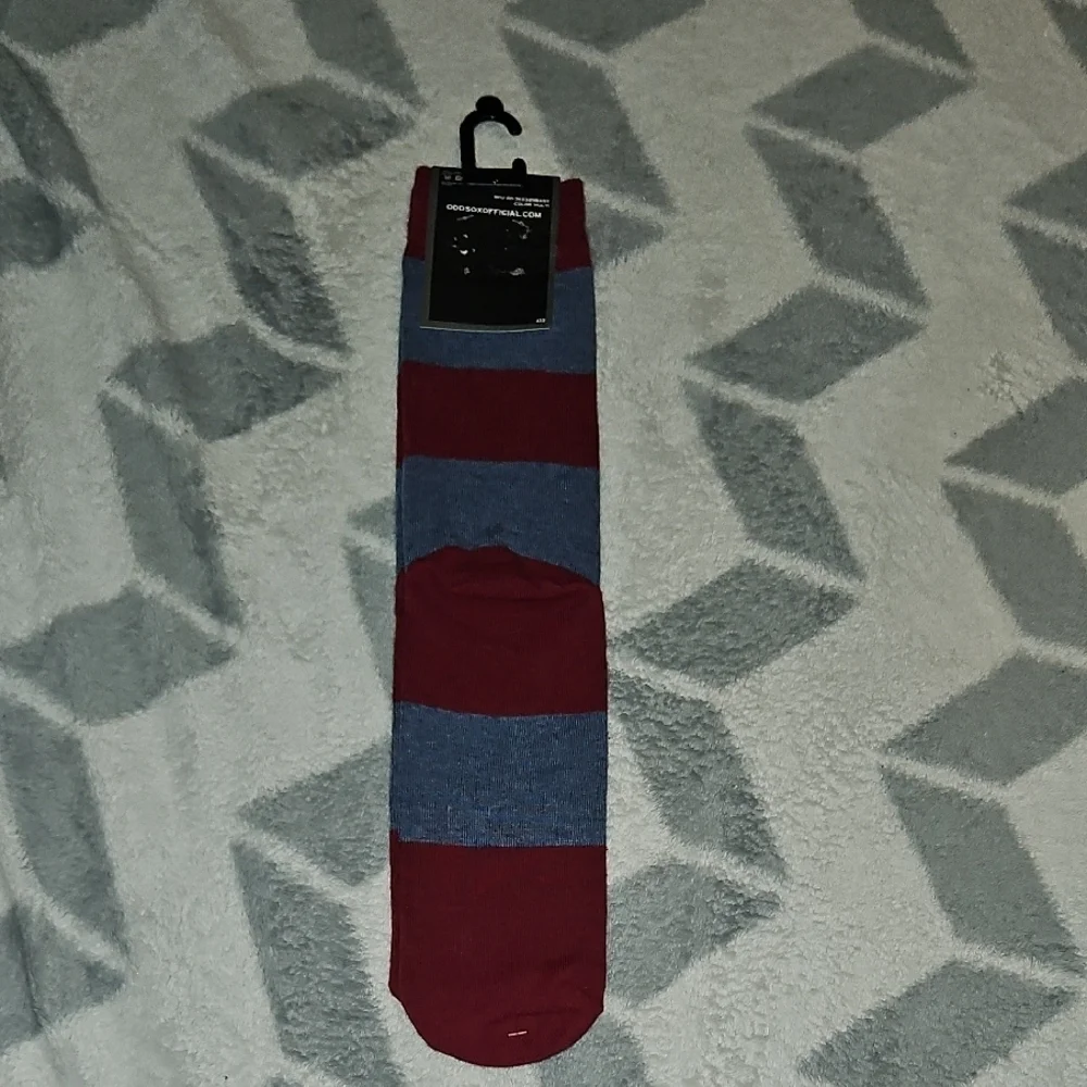 ODD SOX Men Casual Premium Cotton Crew Length Striped Heathered Blue Maroon Sock